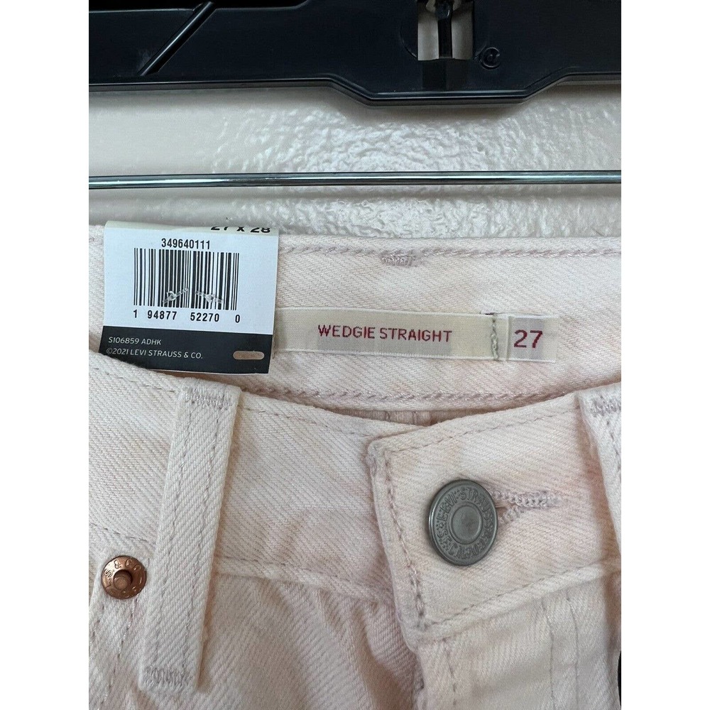 NEW Levis Wedgie Straight Jeans High Rise Denim Tie Dye Button Fly Pink Peach 27 - Picture 9 of 12